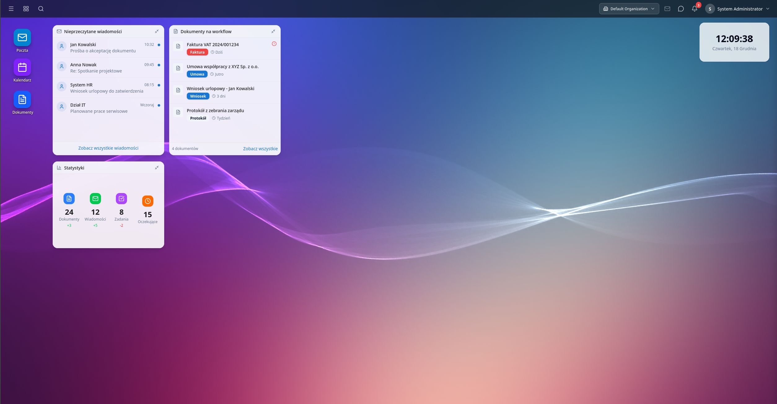 Zrzut ekranu biurka Ready4Docs (pulpit i moduły)